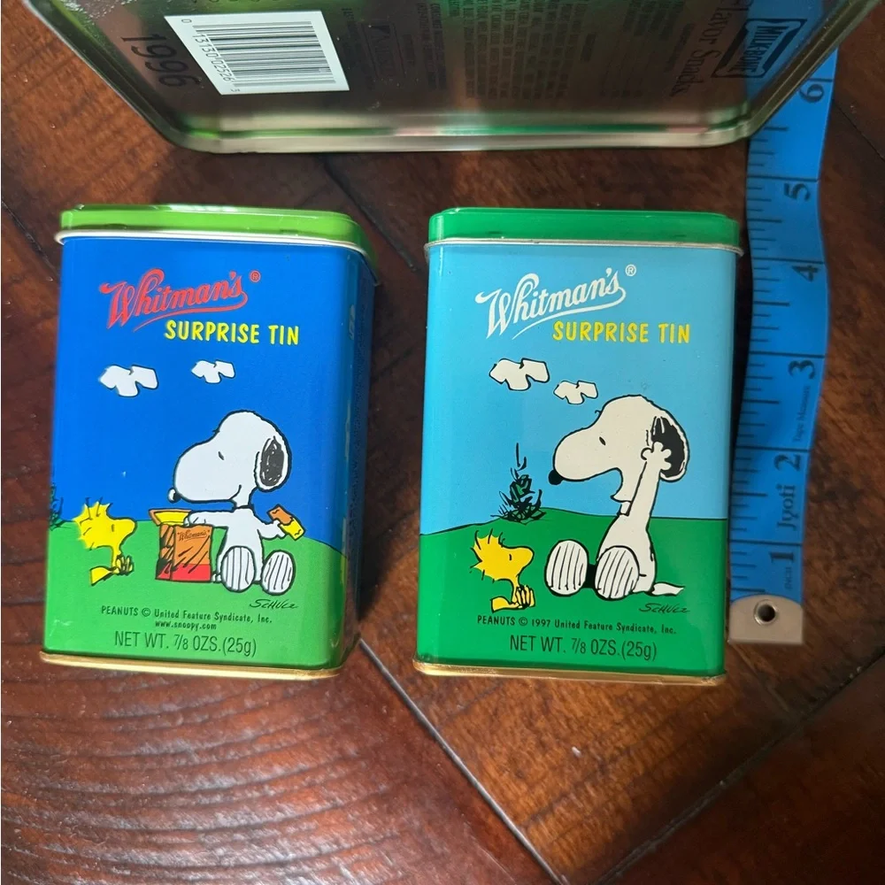 3 Vintage SNOOPY Milk-Bone and Snacks Tins 1993 1996